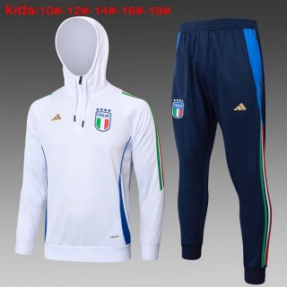 Bambino Felpa Cappuccio Italia 24/25 Bianco 3 Bambino Felpa Cappuccio Italia 24/25 Bianco 3