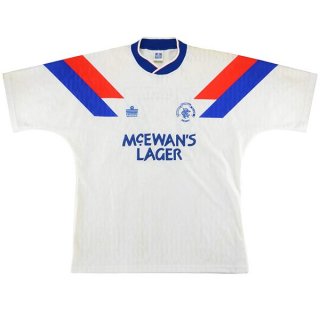Thailandia Maglia Rangers Away Retro 1990 1992 Bianco Thailandia Maglia Rangers Away Retro 1990 1992 Bianco