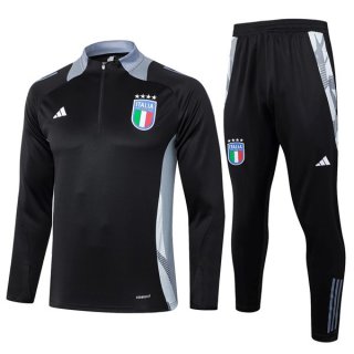 Felpa Allenamento Italia 24/25 Nero Grigio 3 Felpa Allenamento Italia 24/25 Nero Grigio 3