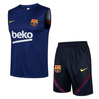 Maglia Barcellona Set Completo Senza Maniche 2022 Blu Nero Maglia Barcellona Set Completo Senza Maniche 2022 Blu Nero