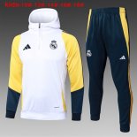 Bambino Felpa Cappuccio Real Madrid 2024/25 Bianco Giallo