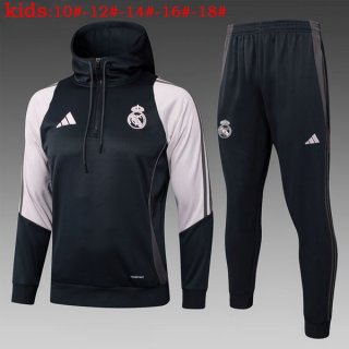Bambino Felpa Cappuccio Real Madrid 2025/26 Nero Rosa Bambino Felpa Cappuccio Real Madrid 2025/26 Nero Rosa