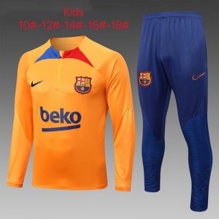 Bambino Felpa Allenamento Barcellona 2023 Arancione Blu Bambino Felpa Allenamento Barcellona 2023 Arancione Blu