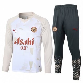Felpa Allenamento Manchester City 24/25 Bianco Giallo Felpa Allenamento Manchester City 24/25 Bianco Giallo