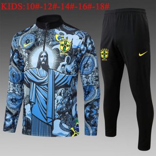 Bambino Felpa Allenamento Brasile 2024/25 Blu Bambino Felpa Allenamento Brasile 2024/25 Blu